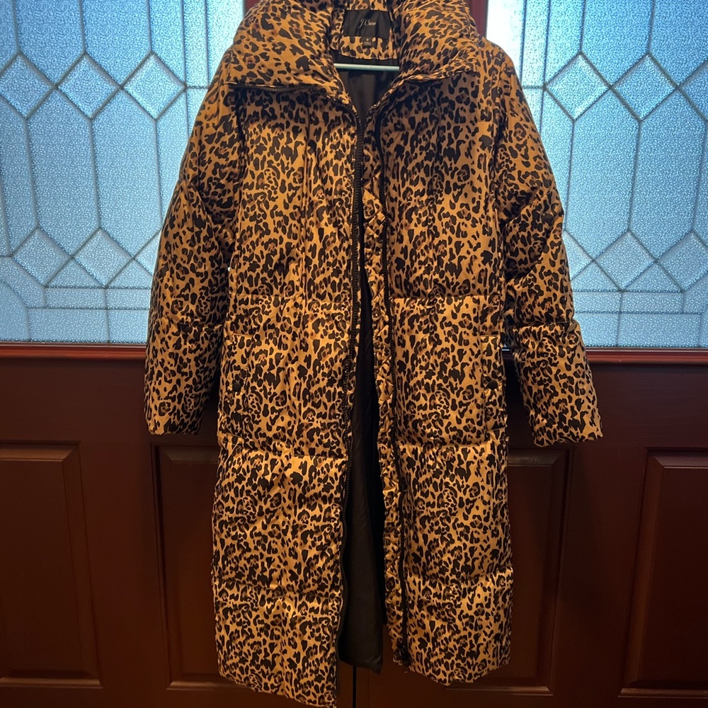 J. Crew Animal Print Puffer Jacket